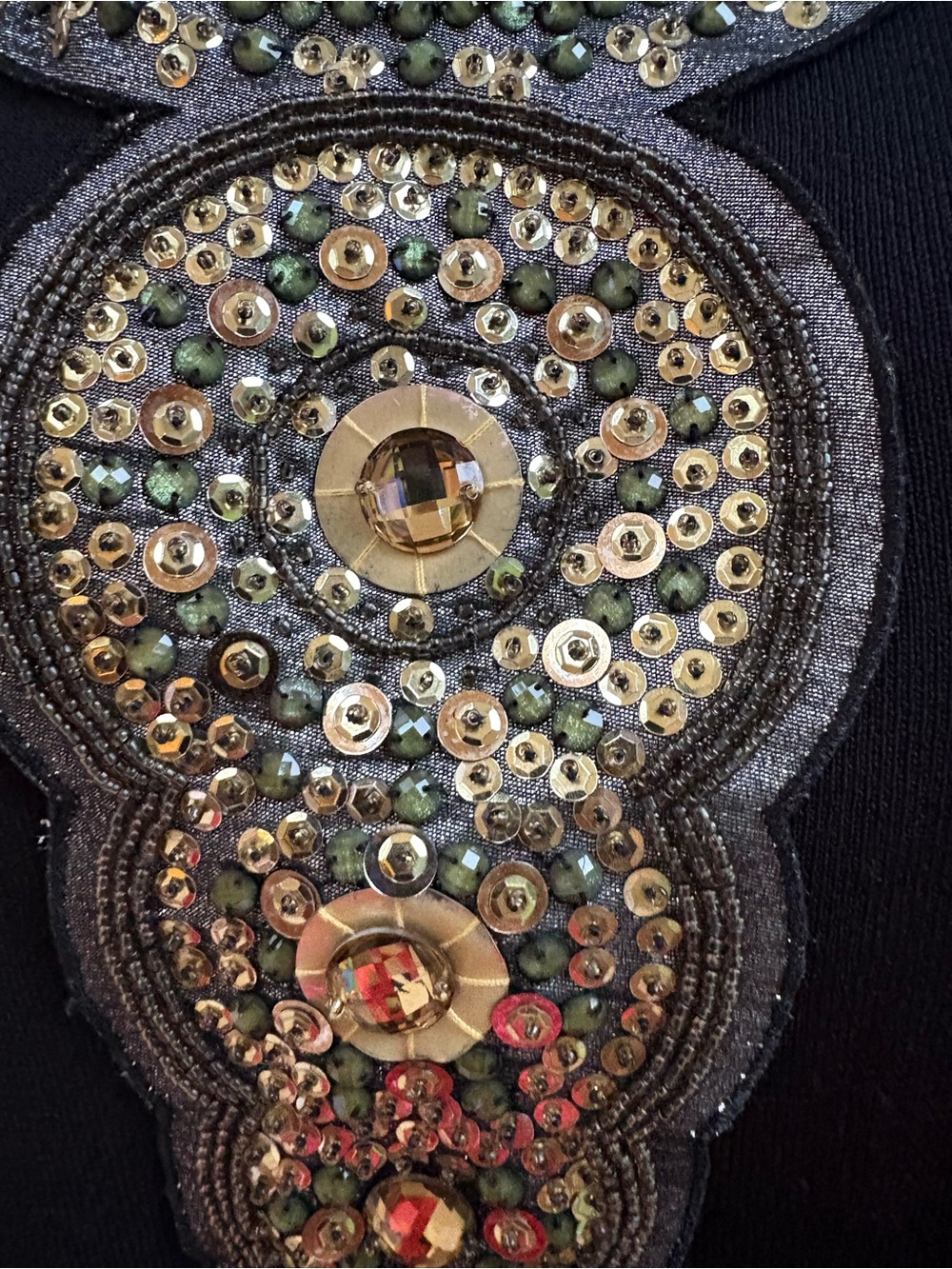 Adrienne Vittadini Black Knit Dress Sequin Jewel Embellished Egyptian Art Deco S - Picture 3 of 14